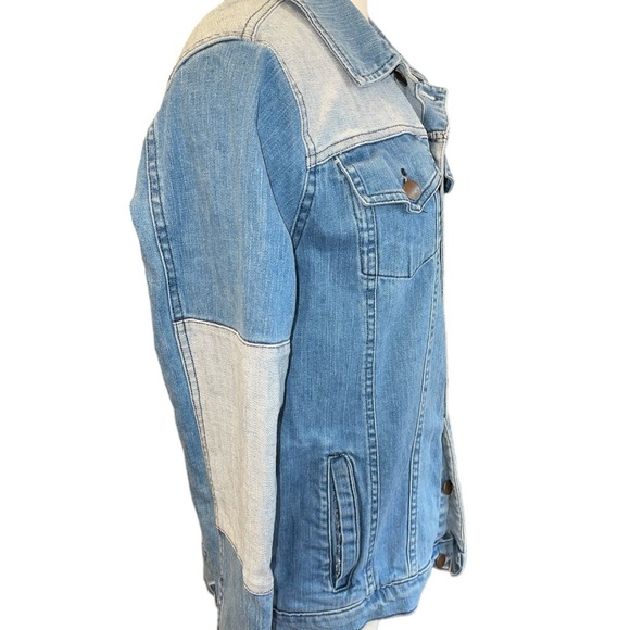 Blue Sixteen Women's Jacket M/L Blue 2 Tone Pockets Collared Long Sleeve Button - Picture 4 of 9